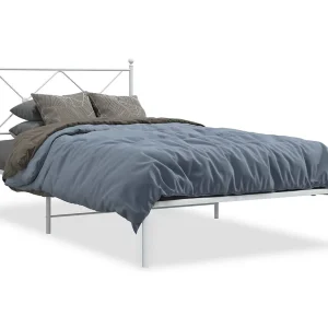 Bedframe met hoofdbord metaal wit 107×203 cm Bedframe met hoofdbord metaal wit 107×203 cm