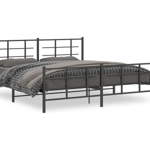 Bedframe met hoofd- en voeteneinde metaal zwart 183×213 cm Bedframe met hoofd- en voeteneinde metaal zwart 183×213 cm