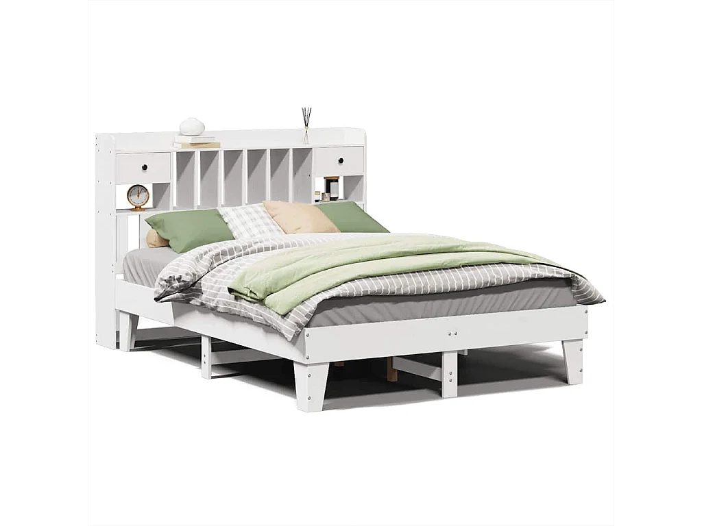 Bedframe zonder matras massief grenenhout wit 140x200 cm