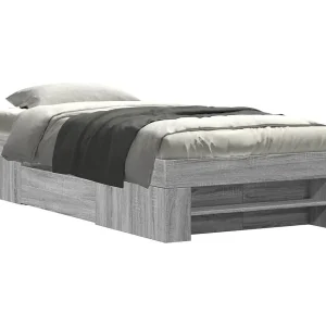 Bedframe bewerkt hout grijs sonoma eikenkleurig 75×190 cm