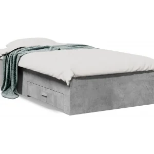 Bedframe met lades bewerkt hout betongrijs 90×190 cm Bedframe met lades bewerkt hout betongrijs 90×190 cm