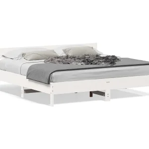 Bedframe zonder matras massief grenenhout wit 200×200 cm Bedframe zonder matras massief grenenhout wit 200×200 cm