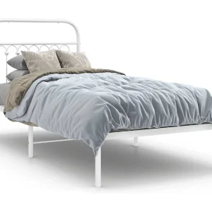 Bedframe met hoofdbord metaal wit 90×190 cm Bedframe met hoofdbord metaal wit 90×190 cm