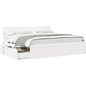 Bedframe zonder matras massief grenenhout wit 180×200 cm Bedframe zonder matras massief grenenhout wit 180×200 cm