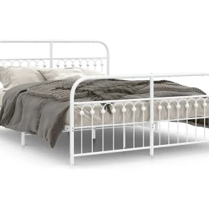 Bedframe met hoofd- en voeteneinde metaal wit 150×200 cm Bedframe met hoofd- en voeteneinde metaal wit 150×200 cm