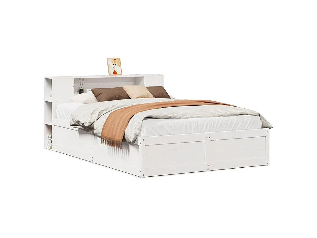 Bedframe zonder matras massief grenenhout wit 140x190 cm