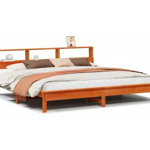 Bedframe zonder matras massief grenenhout wasbruin 200×200 cm Bedframe zonder matras massief grenenhout wasbruin 200×200 cm
