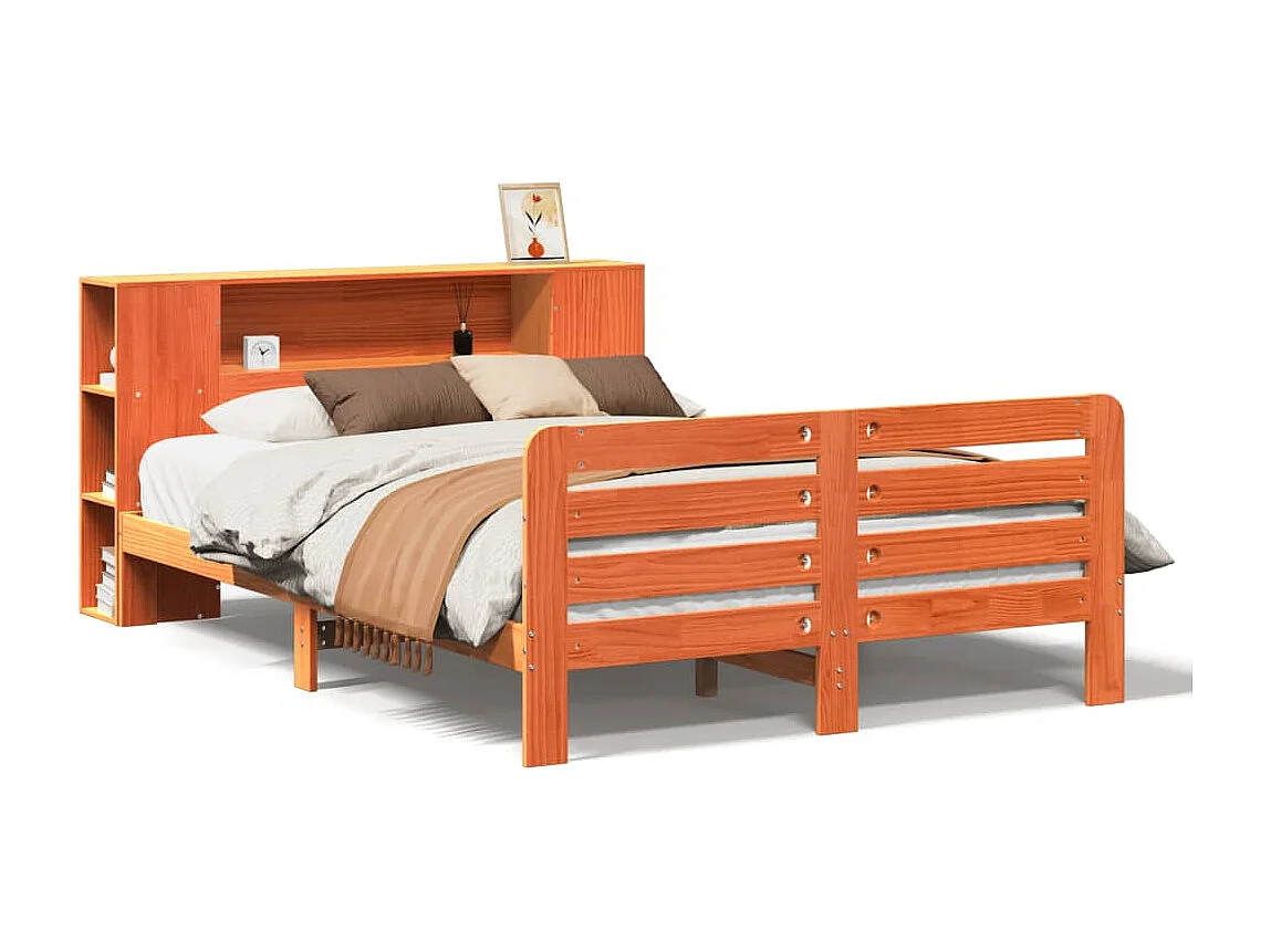 Bedframe zonder matras massief grenenhout wasbruin 140x200 cm