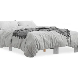 Bedframe bewerkt hout metaal grijs sonoma eiken 120×200 cm Bedframe bewerkt hout metaal grijs sonoma eiken 120×200 cm