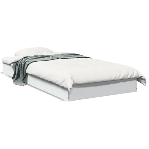Bedframe bewerkt hout wit 75×190 cm Bedframe bewerkt hout wit 75×190 cm