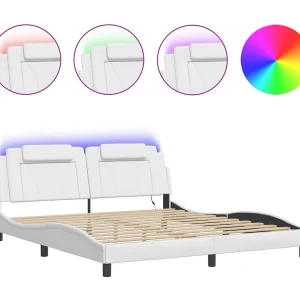 Bedframe "Viana" met LED zonder matras wit 180×200 cm Bedframe "Viana" met LED zonder matras wit 180×200 cm