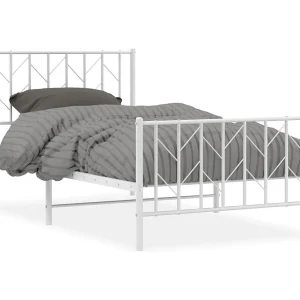 Bedframe met hoofd- en voeteneinde metaal wit 100×190 cm Bedframe met hoofd- en voeteneinde metaal wit 100×190 cm