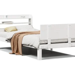 Bedframe met hoofdeinde zonder matras 90×200 cm wit Bedframe met hoofdeinde zonder matras 90×200 cm wit