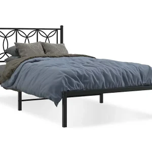 Bedframe met hoofdbord metaal zwart 107×203 cm Bedframe met hoofdbord metaal zwart 107×203 cm