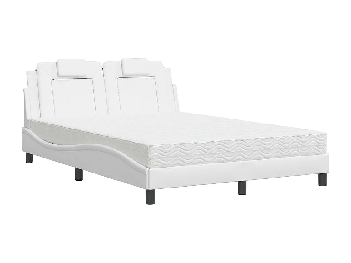 Bed "Viana" met matras kunstleer wit 140x190 cm