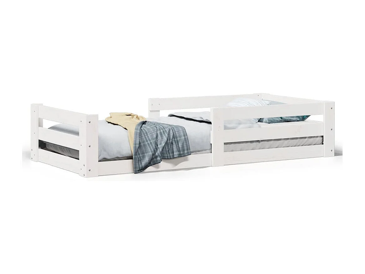 Bedframe zonder matras massief grenenhout wit 80x200 cm