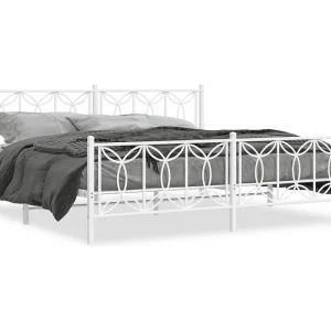 Bedframe met hoofd- en voeteneinde metaal wit 193×203 cm Bedframe met hoofd- en voeteneinde metaal wit 193×203 cm