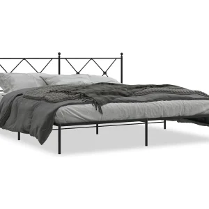 Bedframe met hoofdbord metaal zwart 183×213 cm Bedframe met hoofdbord metaal zwart 183×213 cm