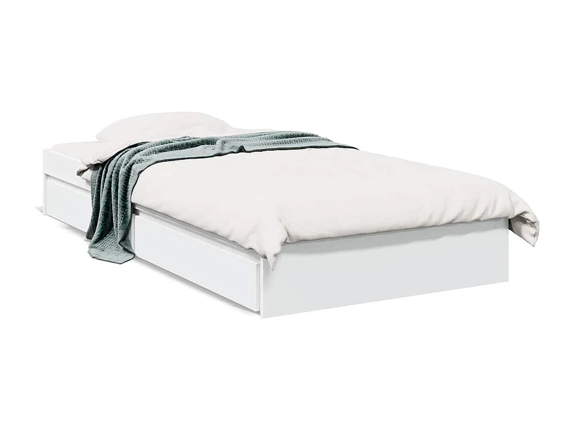 Bedframe met lades bewerkt hout wit 75x190 cm