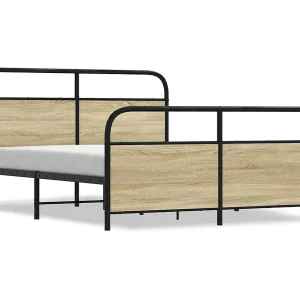 Bedframe zonder matras metaal sonoma eikenkleurig 160×200 cm Bedframe zonder matras metaal sonoma eikenkleurig 160×200 cm