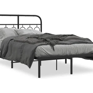 Bedframe met hoofdbord metaal zwart 120×200 cm Bedframe met hoofdbord metaal zwart 120×200 cm