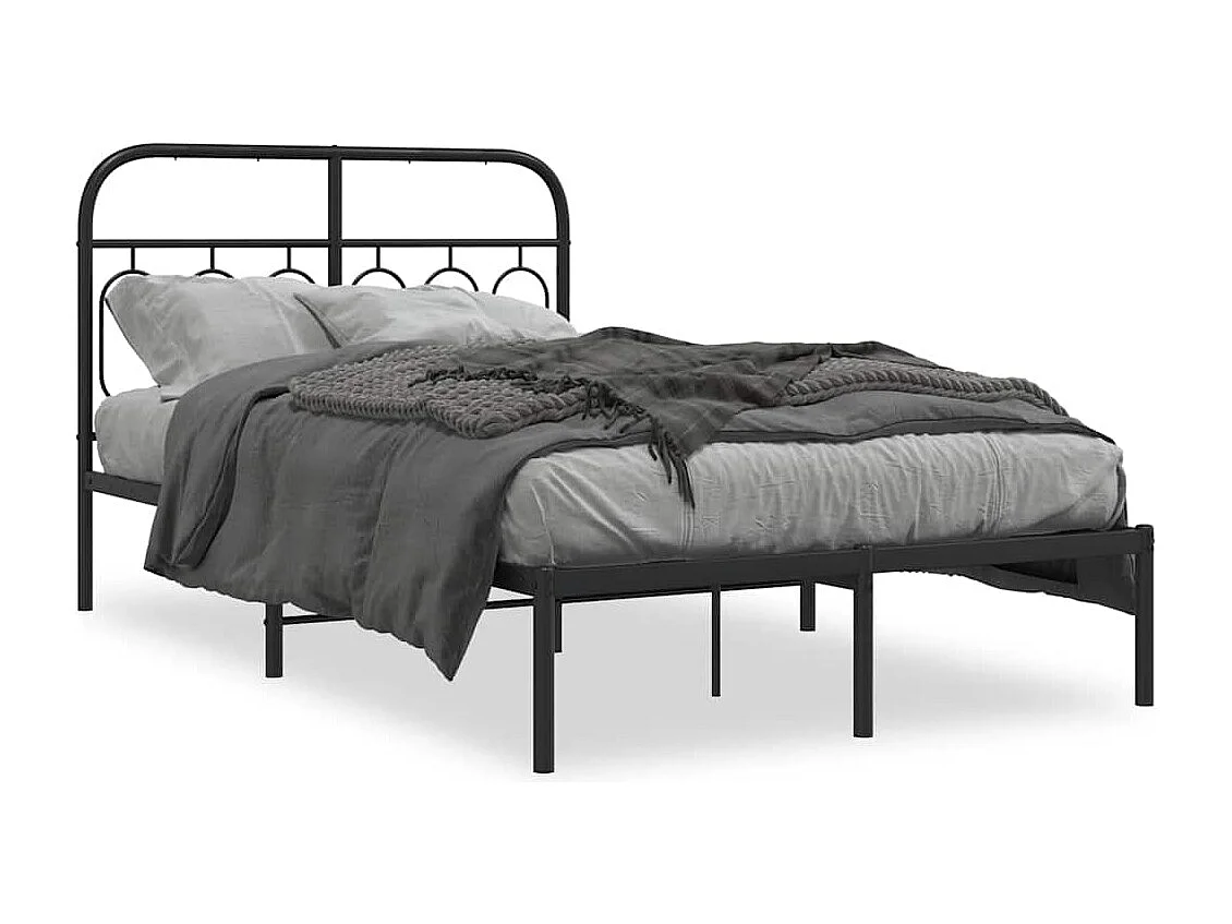 Bedframe met hoofdbord metaal zwart 120x200 cm
