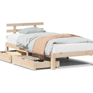 Bedframe met lades 100×200 cm massief grenenhout