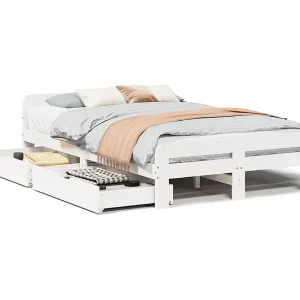 Bedframe zonder matras massief grenenhout wit 135×190 cm Bedframe zonder matras massief grenenhout wit 135×190 cm