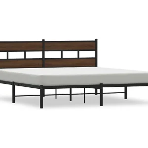 Bedframe met hoofdbord zonder matras bruin eiken 183×213 cm Bedframe met hoofdbord zonder matras bruin eiken 183×213 cm