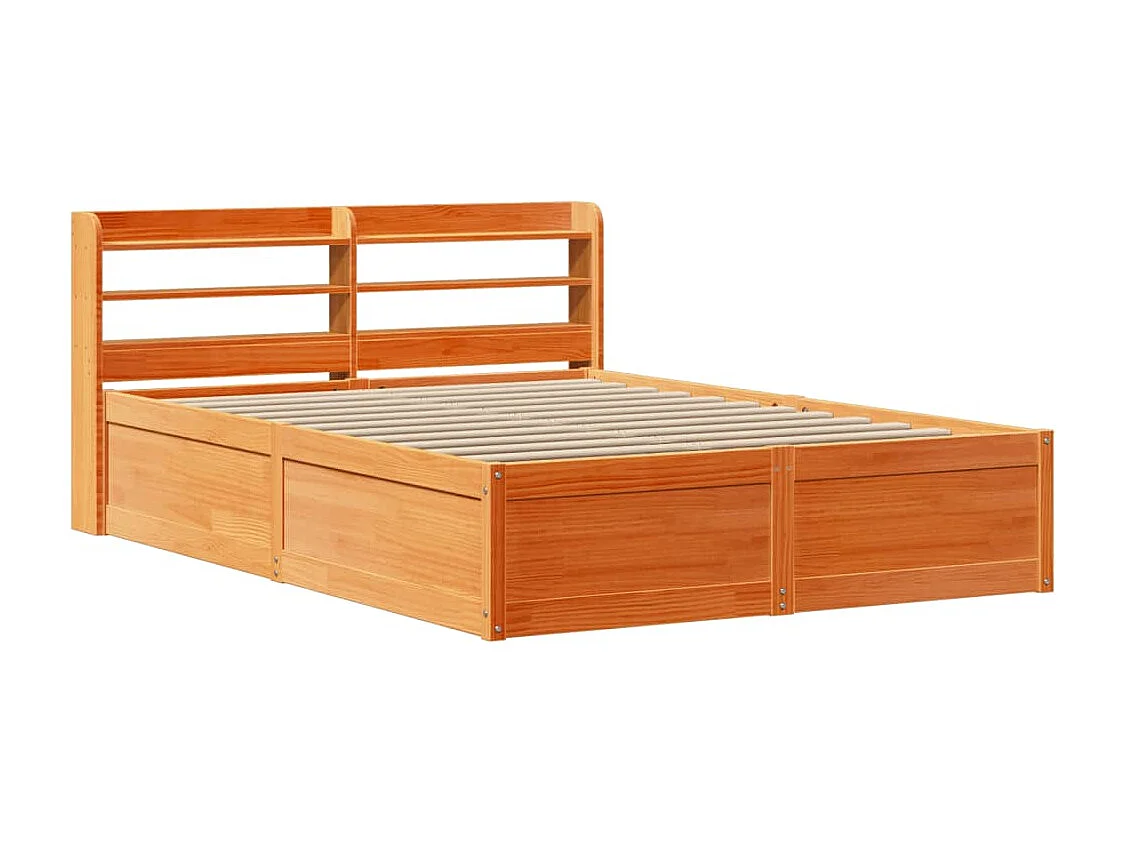Bedframe met hoofdbord grenenhout wasbruin 140x200 cm