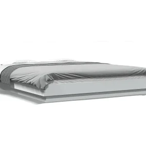 Bedframe met LED-verlichting bewerkt hout wit 150×200 cm Bedframe met LED-verlichting bewerkt hout wit 150×200 cm