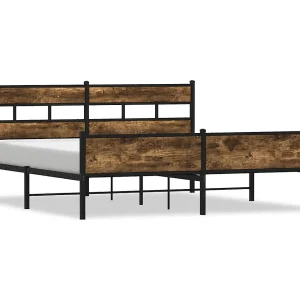 Bedframe zonder matras metaal gerookt eikenkleurig 183×213 cm Bedframe zonder matras metaal gerookt eikenkleurig 183×213 cm