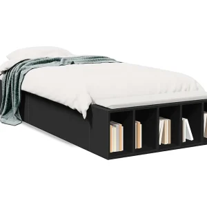Bedframe bewerkt hout zwart 90×190 cm Bedframe bewerkt hout zwart 90×190 cm