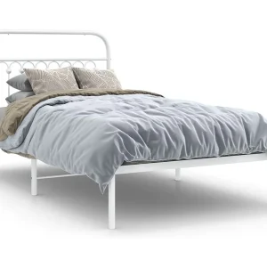 Bedframe met hoofdbord metaal wit 100×190 cm Bedframe met hoofdbord metaal wit 100×190 cm
