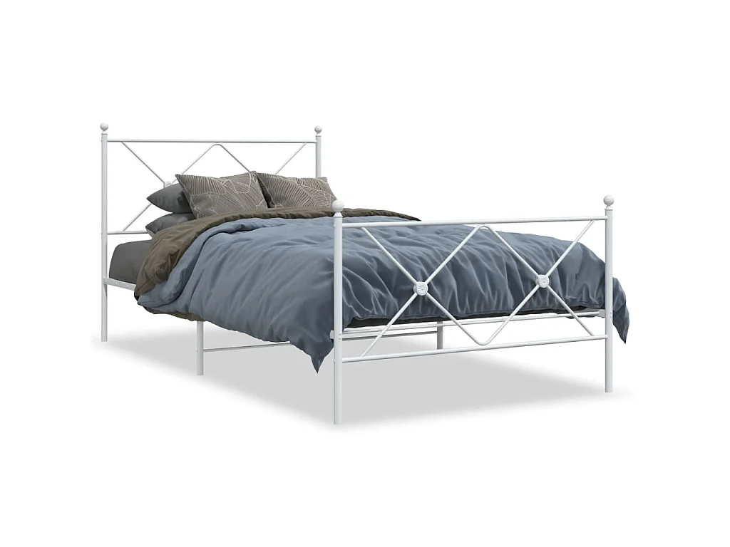Bedframe met hoofd- en voeteneinde metaal wit 100x200 cm
