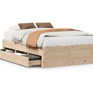Bedframe zonder matras met lades massief grenenhout 135×190 cm Bedframe zonder matras met lades massief grenenhout 135×190 cm