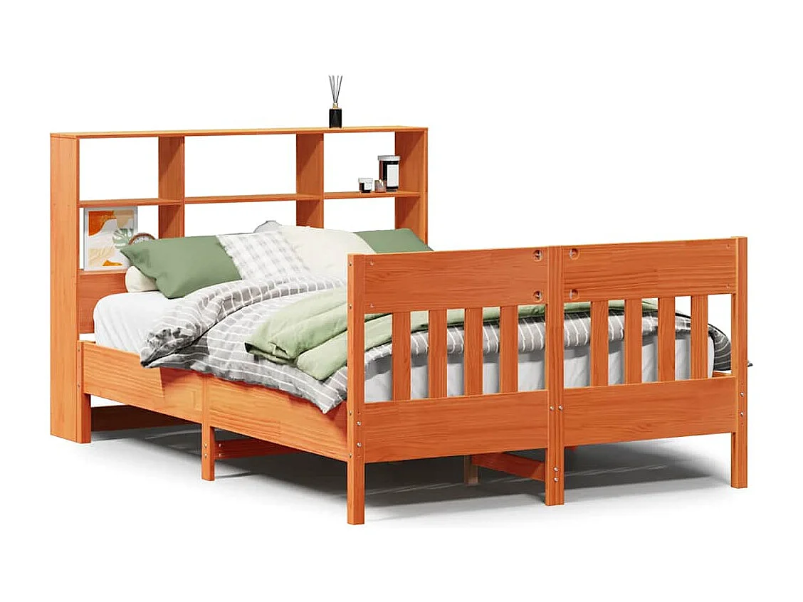 Bedframe zonder matras massief grenenhout wasbruin 150x200 cm
