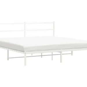 Bedframe met hoofdbord metaal wit 193×203 cm Bedframe met hoofdbord metaal wit 193×203 cm