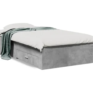 Bedframe met lades bewerkt hout betongrijs 100×200 cm Bedframe met lades bewerkt hout betongrijs 100×200 cm