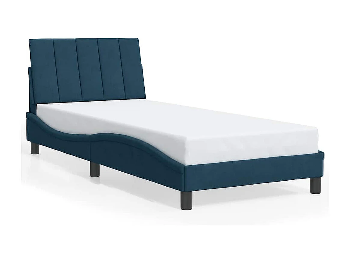 Bedframe zonder matras "Hanko" fluweel blauw 90x200 cm