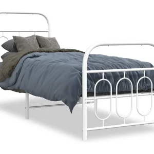 Bedframe met hoofd- en voeteneinde metaal wit 75×190 cm