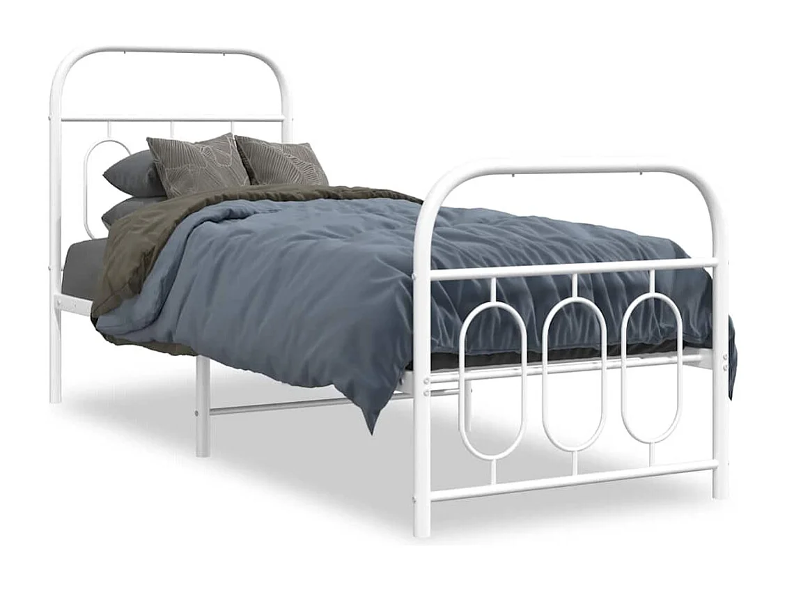 Bedframe met hoofd- en voeteneinde metaal wit 75x190 cm