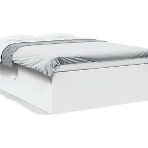 Bedframe bewerkt hout wit 135×190 cm Bedframe bewerkt hout wit 135×190 cm