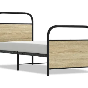 Bedframe zonder matras bewerkt hout sonoma eikenkleur 80×200 cm Bedframe zonder matras bewerkt hout sonoma eikenkleur 80×200 cm