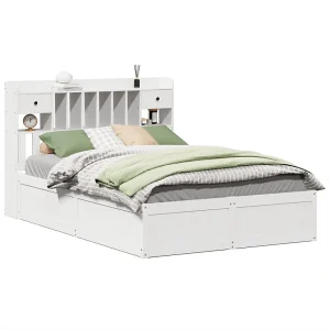 Bedframe zonder matras massief grenenhout wit 140×190 cm Bedframe zonder matras massief grenenhout wit 140×190 cm