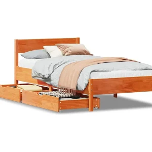 Bedframe zonder matras massief grenenhout wasbruin 90×200 cm Bedframe zonder matras massief grenenhout wasbruin 90×200 cm