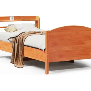 Bedframe zonder matras massief grenenhout wasbruin 75×190 cm Bedframe zonder matras massief grenenhout wasbruin 75×190 cm