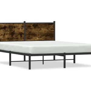 Bedframe zonder matras metaal gerookt eikenkleurig 140×190 cm
