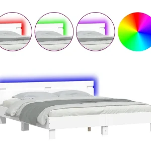 Bedframe met hoofdeinde en LED wit 180×200 cm Bedframe met hoofdeinde en LED wit 180×200 cm