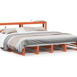 Bedframe zonder matras massief grenenhout wasbruin 180×200 cm